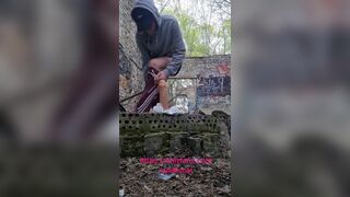 guy andkvcat in the woods on a dildo - 15 image