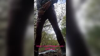 guy andkvcat in the woods on a dildo - 2 image