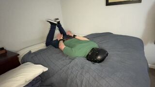 Selfbondage in a Hogtie while Hooded and Plugged