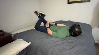 Selfbondage in a Hogtie while Hooded and Plugged - 2 image