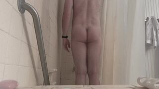 Cute Butt - Hairy Legs - A Slim White Boy Takes A Sensual Shower - 10 image