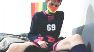 Soccer Twink Wanking And Cumming On His Chest - 1 image