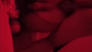 Sexy crossdresser gets double creampie on the red panic room - 5 image
