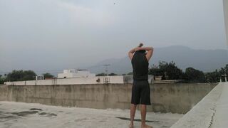 Exhibitionist hunk naked in his terrace (Terrace pt 1)