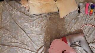 Sasha Earth cute pretty sissy whore slut submissive in stockings hard fucks big ass with sex toys dildo anal stretching - 8 image