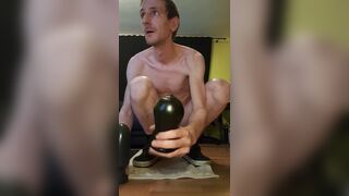 Faggot rides giant plug and cums - 6 image