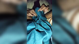 Dick head rub with satin silky green saree of neighbour chachi (29) - 11 image