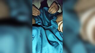 Dick head rub with satin silky green saree of neighbour chachi (29) - 12 image