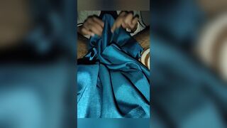 Dick head rub with satin silky green saree of neighbour chachi (29) - 14 image