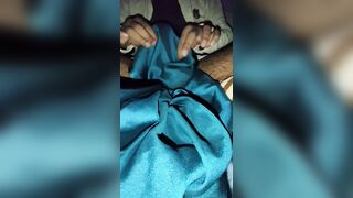 Dick head rub with satin silky green saree of neighbour chachi (29) - 3 image