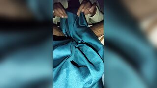 Dick head rub with satin silky green saree of neighbour chachi (29) - 4 image