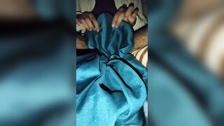 Dick head rub with satin silky green saree of neighbour chachi (29) - 6 image