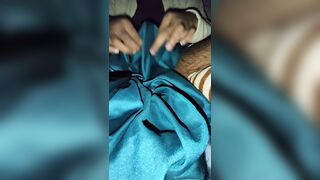 Dick head rub with satin silky green saree of neighbour chachi (29) - 7 image