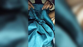 Dick head rub with satin silky green saree of neighbour chachi (29) - 8 image