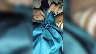 Dick head rub with satin silky green saree of neighbour chachi (29) - 9 image