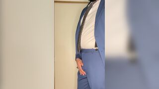 Straight Small dick daddy jacks off in business suit - 2 image