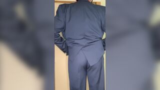Straight Small dick daddy jacks off in business suit - 3 image
