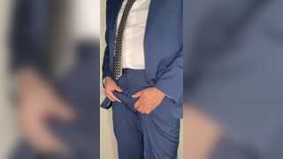 Straight Small dick daddy jacks off in business suit - 7 image