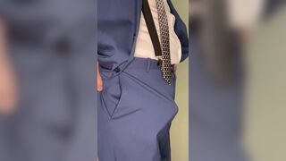 Straight Small dick daddy jacks off in business suit - 8 image