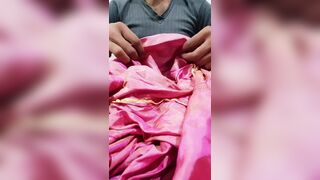 Dick head rub with pink shaded satin silky salwar of neighbour (24) - 12 image