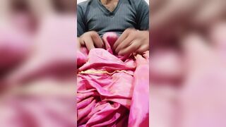 Dick head rub with pink shaded satin silky salwar of neighbour (24) - 13 image