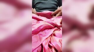 Dick head rub with pink shaded satin silky salwar of neighbour (24) - 3 image