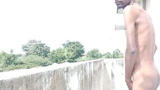 Rajesh masturbating on outdoor, moaning, spitting on dick, showing ass, butt, spanking, slapping and cumming - 4 image