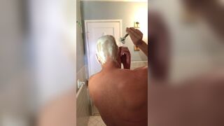 Johnny Hanes shaves his head bald and fucks his hole with a dildo.