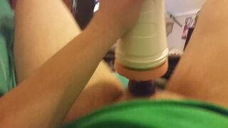Fucking my fleshlight hard with cock ring. (intense orgasim and moan