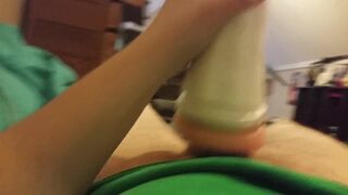 Fucking my fleshlight hard with cock ring. (intense orgasim and moan