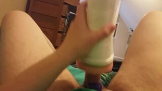 Fucking my fleshlight hard with cock ring. (intense orgasim and moan