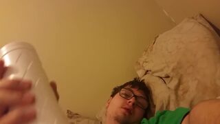 Fucking my fleshlight hard with cock ring. (intense orgasim and moan