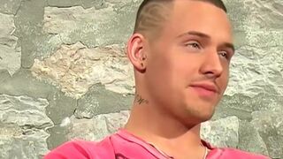 UK twink Danny J masturbates and cums after an interview