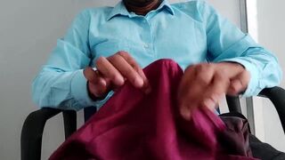 Dick head rub with satin silky pink salwar fabric of neighbour chachi (11) - 14 image