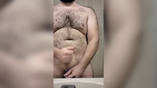 Big hairy chest guys rubbing his body and playing with himself - 10 image