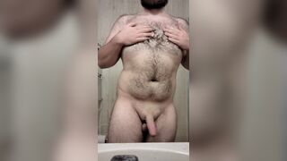 Big hairy chest guys rubbing his body and playing with himself - 13 image