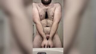 Big hairy chest guys rubbing his body and playing with himself - 2 image