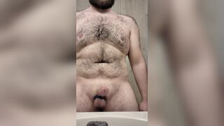 Big hairy chest guys rubbing his body and playing with himself - 6 image