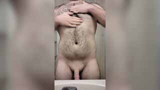 Big hairy chest guys rubbing his body and playing with himself - 8 image
