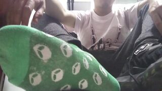 Long green socks and sweaty feet in your face - 3 image