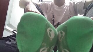 Long green socks and sweaty feet in your face - 5 image