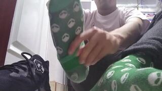 Long green socks and sweaty feet in your face - 6 image