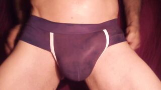 XXX cum loving these quality sexxxy Brown Briefs with the large bulge pouch and white trim xxxprecum 8 inch uncut cock - 1 image
