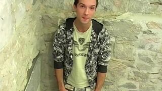 Cute British twink Nathan B masturbates after an interview - 3 image