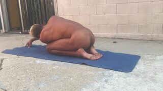Sexy Stud Practices Yoga Naked in Public Yard - 12 image