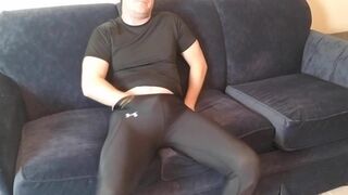 Spandex boy cumming in Under Armour tights - 13 image