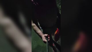 Sissy Jayci walking in short shorts