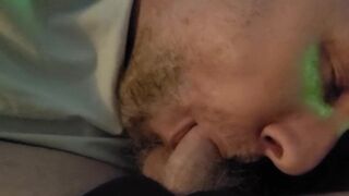 Boy sucks pigs little 5 inch cock, swallows his cum, and finishes by licking his huge pig nuts - 13 image