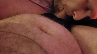 Boy sucks pigs little 5 inch cock, swallows his cum, and finishes by licking his huge pig nuts - 8 image