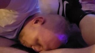 Boy sucks pigs little 5 inch cock, swallows his cum, and finishes by licking his huge pig nuts - 9 image